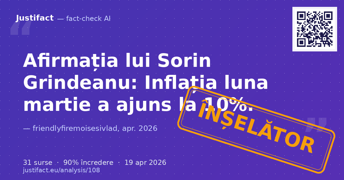 Segmentul video îl prezintă pe jurnalistul Moise Guran analizând și demontând afirmațiile făcute de Sori… — verdict ÎNȘELĂTOR