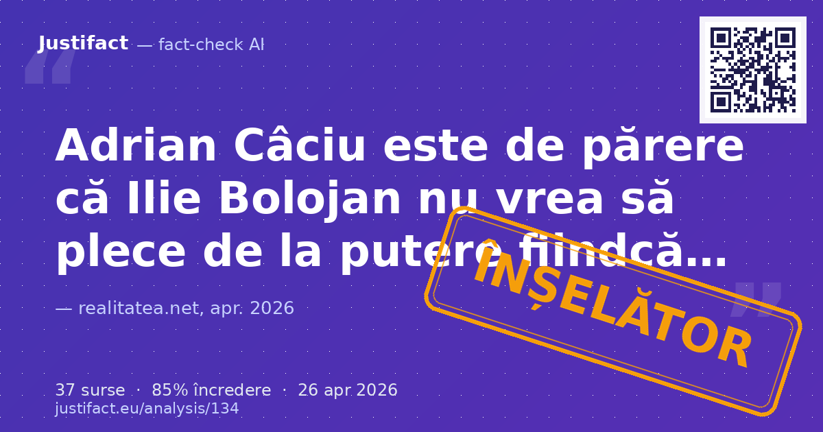 Articolul raportează declarațiile lui Adrian Câciu (PSD) despre premierul Ilie Bolojan, USR și PNL, incl… — verdict ÎNȘELĂTOR