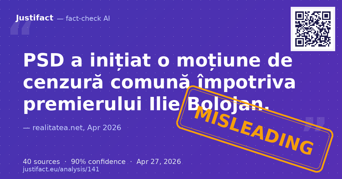 Articolul prezintă declarațiile deputatului PSD Mihai Fifor privind inițierea unei moțiuni de cenzură împo… — rated ÎNȘELĂTOR
