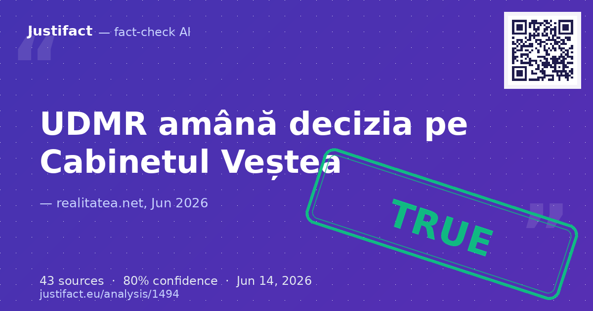 Negocierile politice din 14 iunie 2026 privind desemnarea lui Adrian Veștea ca premier și poziția UDMR față… — rated ADEVĂRAT