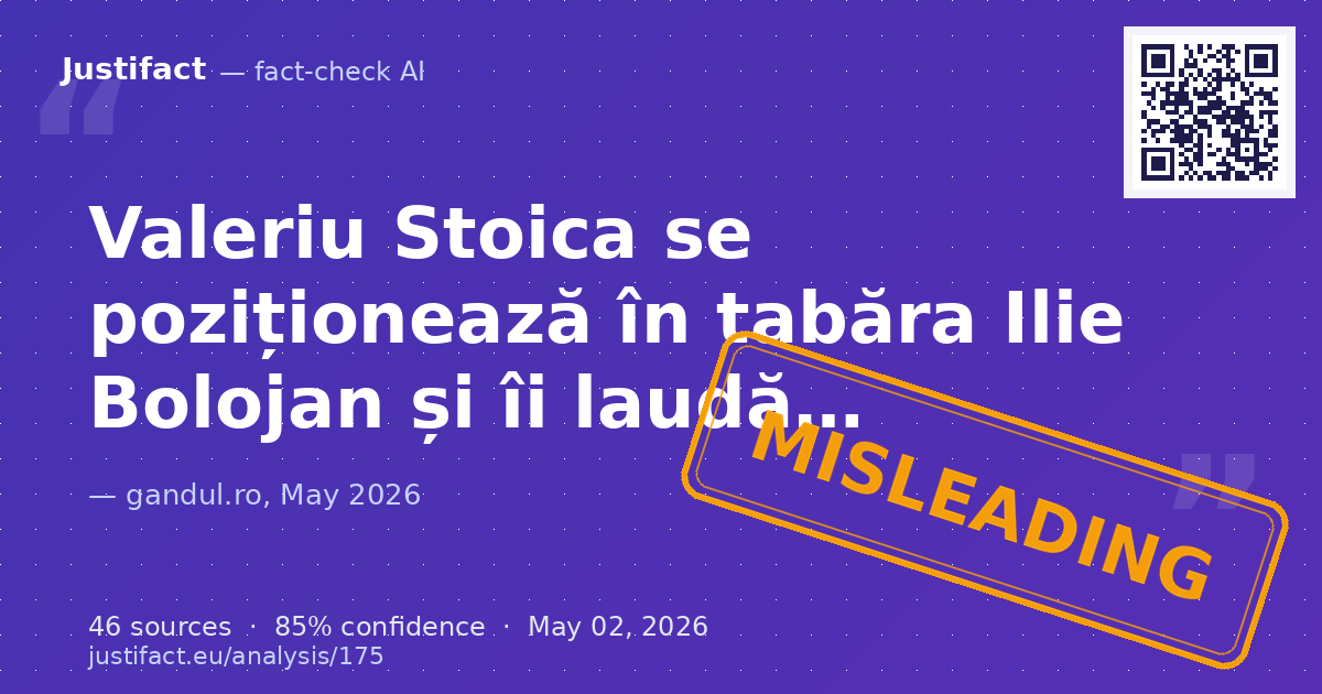 Articolul analizează declarațiile fostului ministru liberal al Justiției, Valeriu Stoica, din jurul datei… — rated ÎNȘELĂTOR