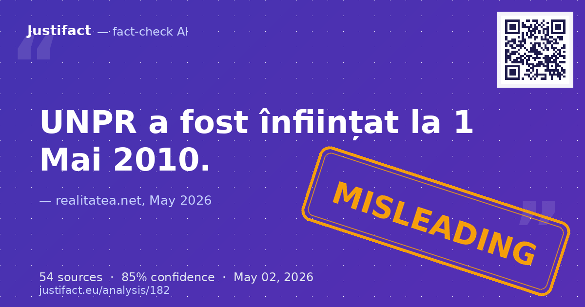 Articolul celebrează 16 ani de la înființarea UNPR (Uniunea Națională pentru Progresul României) pe 1 mai… — rated ÎNȘELĂTOR