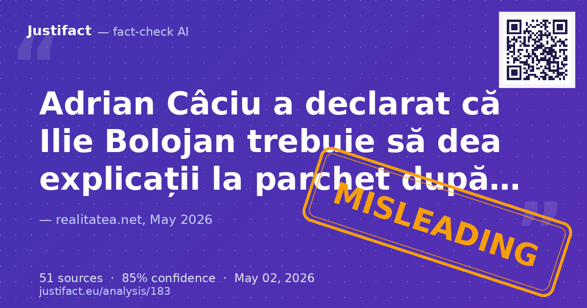 Articolul citează declarațiile fostului ministru al Finanțelor, Adrian Câciu, care îl acuză pe Ilie Boloja… — rated ÎNȘELĂTOR