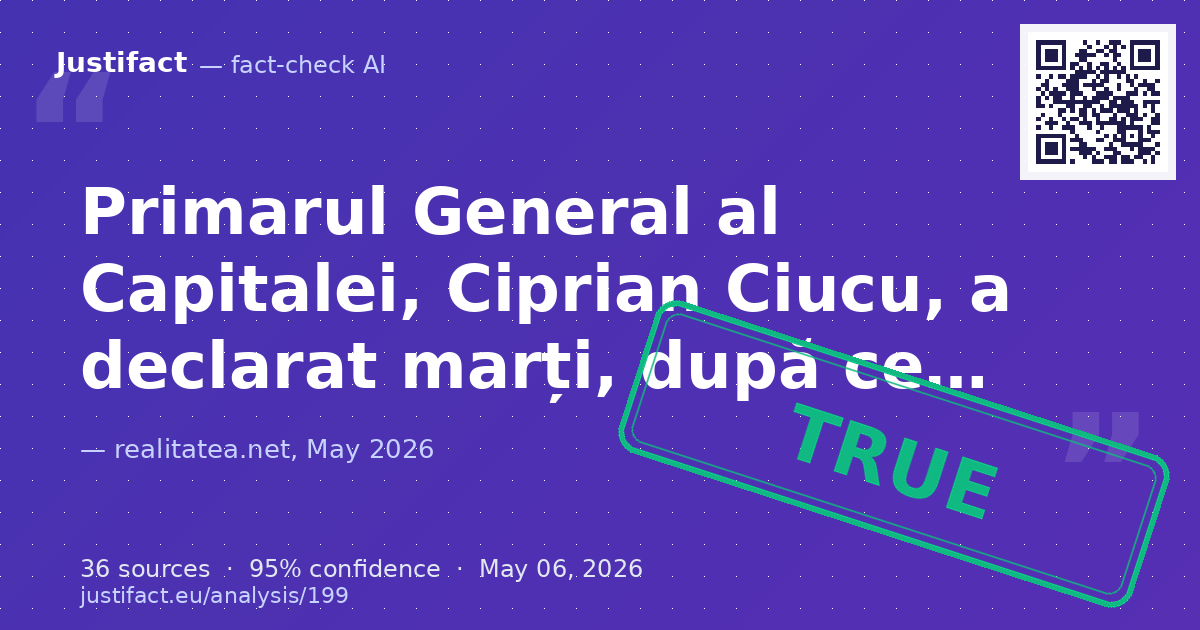 Articolul a analizat declarațiile primarului general al Capitalei, Ciprian Ciucu, și contextul politic imed… — rated ADEVĂRAT