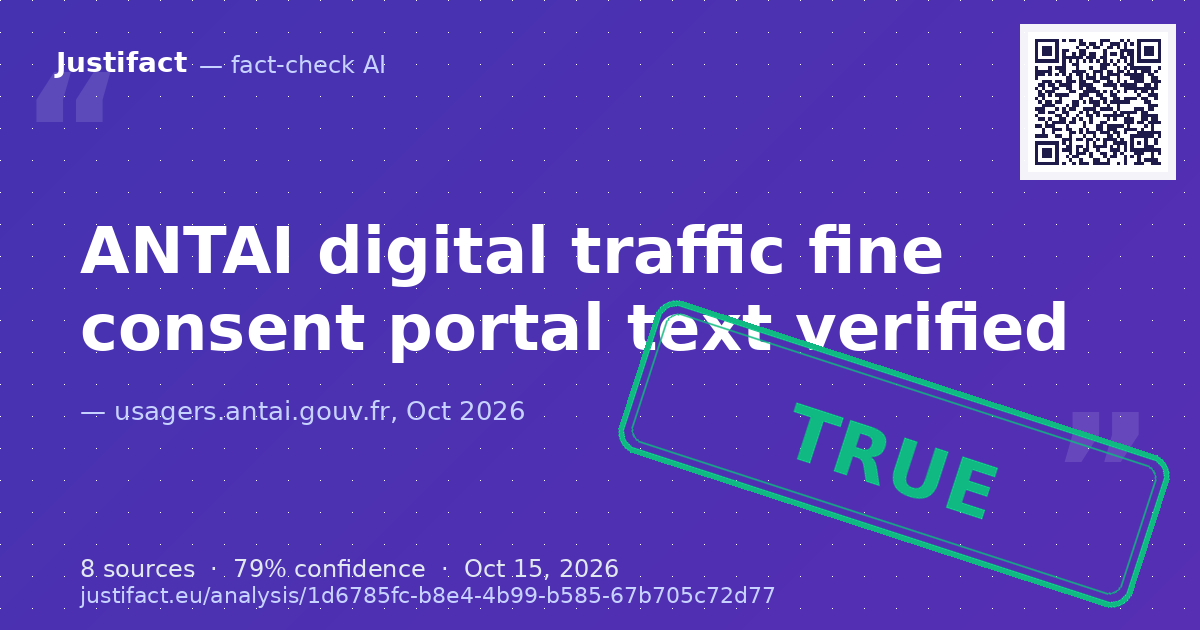 The standard legal notice and administrative title of the French digital traffic violation notice portal ('… — rated ADEVĂRAT