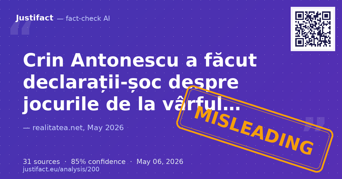 Articolul relatează o presupusă „declarație-șoc” a lui Crin Antonescu, în care acesta ar afirma că îl simp… — rated ÎNȘELĂTOR