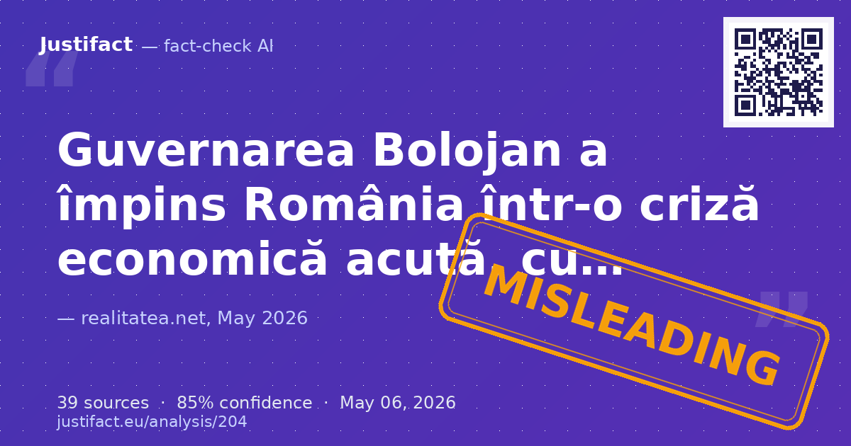 Articolul, un material publicitar politic al AUR, critică vehement „guvernarea Bolojan” pentru o criză eco… — rated ÎNȘELĂTOR