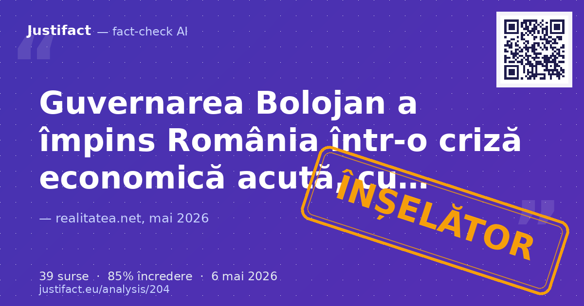 Articolul, un material publicitar politic al AUR, critică vehement „guvernarea Bolojan” pentru o criză e… — verdict ÎNȘELĂTOR