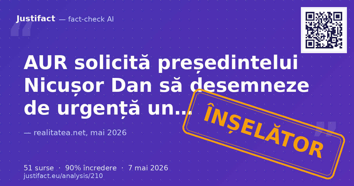 Articolul, un material publicitar politic al AUR, solicită președintelui Nicușor Dan să desemneze de urg… — verdict ÎNȘELĂTOR