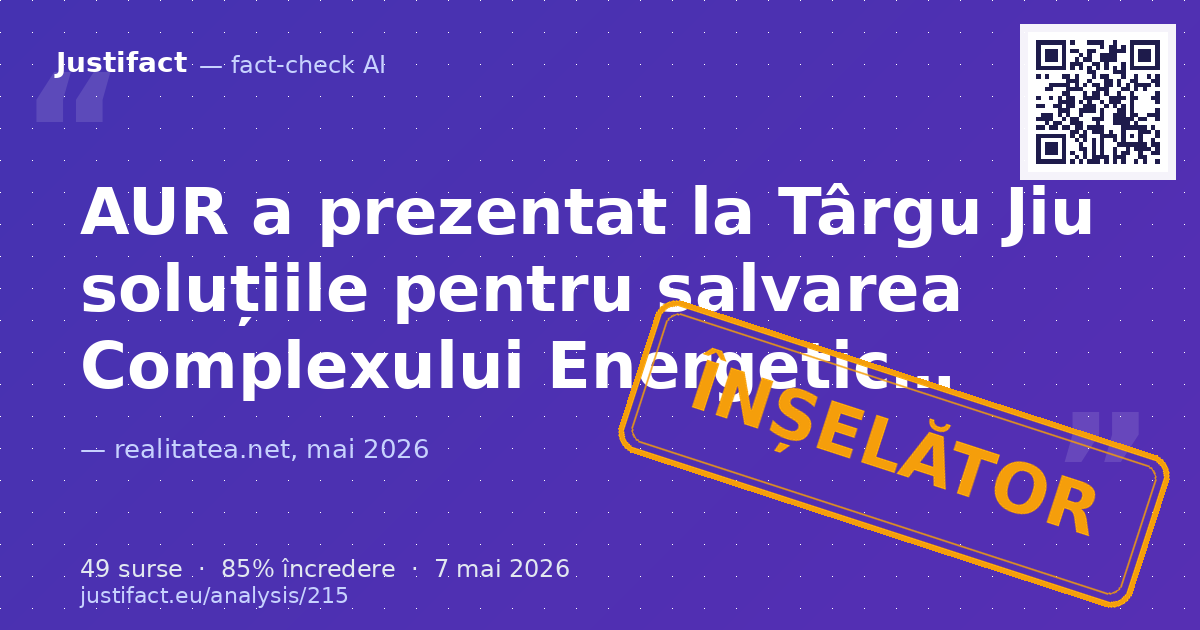 Articolul, etichetat ca material publicitar politic al AUR, raportează declarațiile liderilor George Sim… — verdict ÎNȘELĂTOR