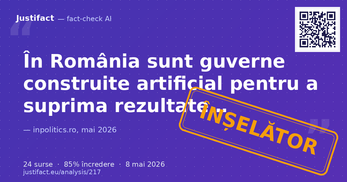 Un articol din publicația italiană "La Voce del Patriota" susține că în România se construiesc guverne a… — verdict ÎNȘELĂTOR