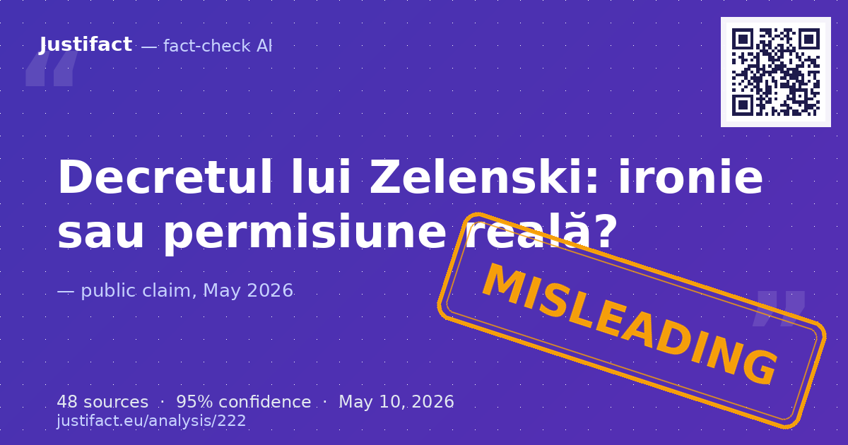 Textul analizează un decret prezidențial ucrainean (Nr. — rated ÎNȘELĂTOR