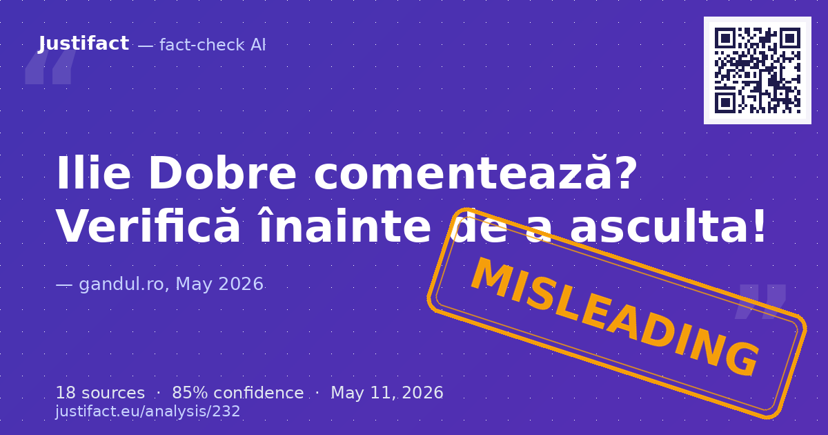 Afirmația conform căreia comentatorul sportiv Ilie Dobre va comenta un meci de fotbal specific (F.C. — rated ÎNȘELĂTOR