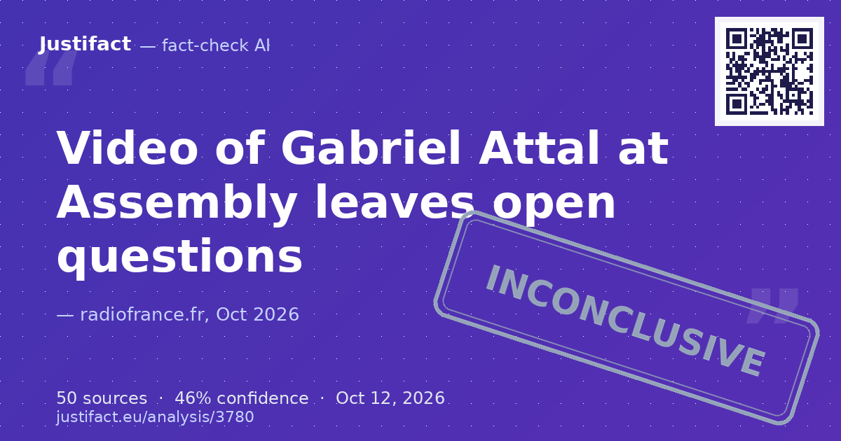 A video circulating on social media showing French MP Gabriel Attal ducking briefly behind parliamentar… — rated NECONCLUDENT