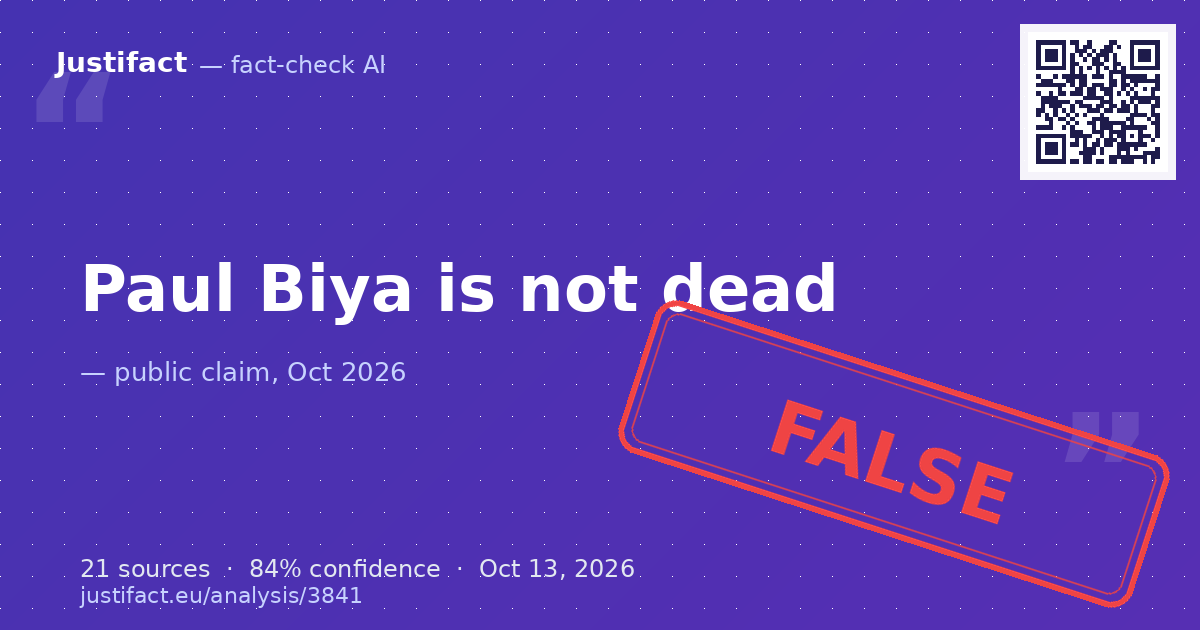 The claim questioning whether Cameroon's President Paul Biya has died ("Paul Biya est mort est ce vrai ?"). — rated FALS