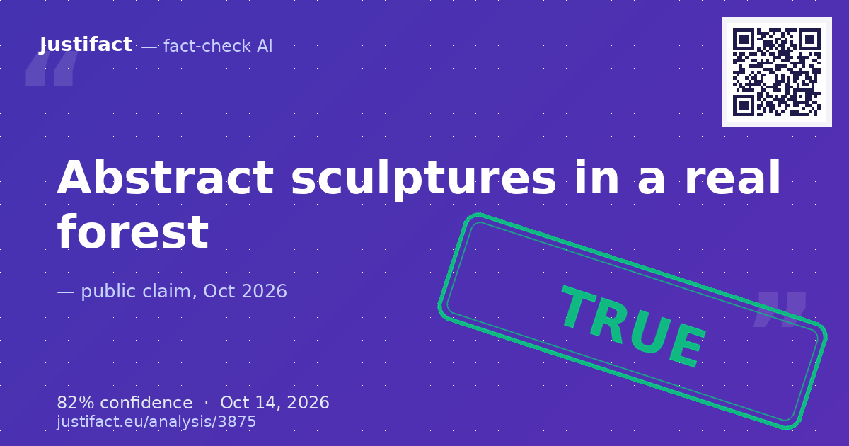 An image depicting abstract sculptures in a dense natural environment, along with its visual and local fore… — rated ADEVĂRAT