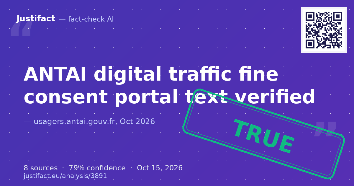 The standard legal notice and administrative title of the French digital traffic violation notice portal ('… — rated ADEVĂRAT