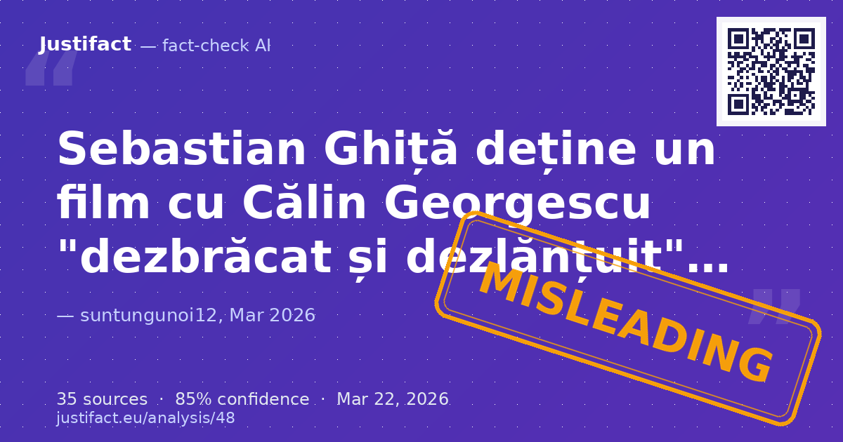 Segmentul video prezintă afirmațiile lui Sebastian Ghiță despre un presupus film cu Călin Georgescu "dezbr… — rated ÎNȘELĂTOR