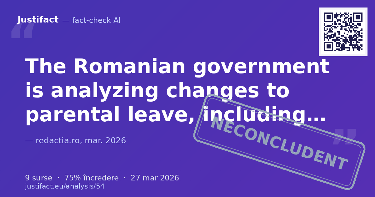 The text discusses potential government changes regarding parental leave in Romania, including shorte… — verdict NECONCLUDENT