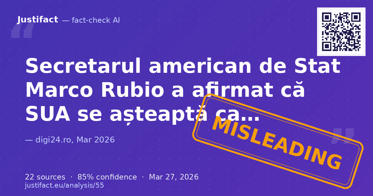 Un articol care prezintă declarațiile Secretarului de Stat american Marco Rubio despre operațiunea din Ira… — rated ÎNȘELĂTOR