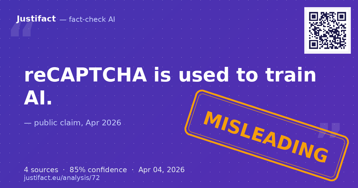 The content asks if reCAPTCHA is used to train AI. — rated ÎNȘELĂTOR